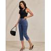 image:imageluvamia Capri Jeans for Women Trendy Pull On Elastic Waist High Rise Side Split Stretchy Relaxed Fit Denim Capris PantsTimeless Blue