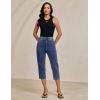 image:imageluvamia Capri Jeans for Women Trendy Pull On Elastic Waist High Rise Side Split Stretchy Relaxed Fit Denim Capris PantsTimeless Blue