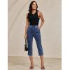 image:imageluvamia Capri Jeans for Women Trendy Pull On Elastic Waist High Rise Side Split Stretchy Relaxed Fit Denim Capris PantsTimeless Blue