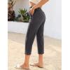 image:imageluvamia Capri Jeans for Women Trendy Pull On Elastic Waist High Rise Side Split Stretchy Relaxed Fit Denim Capris PantsWashed Black