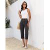 image:imageluvamia Capri Jeans for Women Trendy Pull On Elastic Waist High Rise Side Split Stretchy Relaxed Fit Denim Capris PantsWashed Black