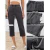 image:imageluvamia Capri Jeans for Women Trendy Pull On Elastic Waist High Rise Side Split Stretchy Relaxed Fit Denim Capris PantsWashed Black