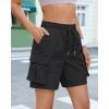 image:imageluvamia Hiking Shorts for Women High Waisted Pull On Cargo Casual Golf Water Resistant 7 Inch Inseam Mid Thigh ShortsBlack