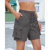 image:imageluvamia Hiking Shorts for Women High Waisted Pull On Cargo Casual Golf Water Resistant 7 Inch Inseam Mid Thigh ShortsDark Gray