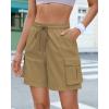image:imageluvamia Hiking Shorts for Women High Waisted Pull On Cargo Casual Golf Water Resistant 7 Inch Inseam Mid Thigh ShortsKhaki