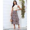 image:imageluvamia Long Skirts for Women Floral Flowy Boho Tiered Ruffle A Line Summer Chiffon Elastic Waist Maxi Skirt with PocketBlack Floral