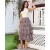 image:imageluvamia Long Skirts for Women Floral Flowy Boho Tiered Ruffle A Line Summer Chiffon Elastic Waist Maxi Skirt with PocketBlack Floral