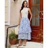 image:imageluvamia Long Skirts for Women Floral Flowy Boho Tiered Ruffle A Line Summer Chiffon Elastic Waist Maxi Skirt with PocketBlue Floral