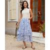image:imageluvamia Long Skirts for Women Floral Flowy Boho Tiered Ruffle A Line Summer Chiffon Elastic Waist Maxi Skirt with PocketBlue Floral