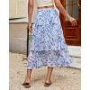 image:imageluvamia Long Skirts for Women Floral Flowy Boho Tiered Ruffle A Line Summer Chiffon Elastic Waist Maxi Skirt with PocketBlue Floral