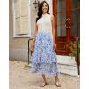 image:imageluvamia Long Skirts for Women Floral Flowy Boho Tiered Ruffle A Line Summer Chiffon Elastic Waist Maxi Skirt with PocketBlue Floral