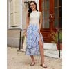 image:imageluvamia Long Skirts for Women Floral Flowy Boho Tiered Ruffle A Line Summer Chiffon Elastic Waist Maxi Skirt with PocketBlue Floral