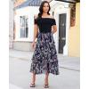 image:imageluvamia Long Skirts for Women Floral Flowy Boho Tiered Ruffle A Line Summer Chiffon Elastic Waist Maxi Skirt with PocketNavy Blue Floral