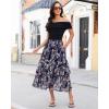 image:imageluvamia Long Skirts for Women Floral Flowy Boho Tiered Ruffle A Line Summer Chiffon Elastic Waist Maxi Skirt with PocketNavy Blue Floral