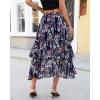 image:imageluvamia Long Skirts for Women Floral Flowy Boho Tiered Ruffle A Line Summer Chiffon Elastic Waist Maxi Skirt with PocketNavy Blue Floral