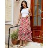 image:imageluvamia Long Skirts for Women Floral Flowy Boho Tiered Ruffle A Line Summer Chiffon Elastic Waist Maxi Skirt with PocketPink Blossom