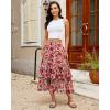 image:imageluvamia Long Skirts for Women Floral Flowy Boho Tiered Ruffle A Line Summer Chiffon Elastic Waist Maxi Skirt with PocketPink Blossom