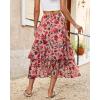 image:imageluvamia Long Skirts for Women Floral Flowy Boho Tiered Ruffle A Line Summer Chiffon Elastic Waist Maxi Skirt with PocketPink Blossom