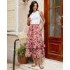 image:imageluvamia Long Skirts for Women Floral Flowy Boho Tiered Ruffle A Line Summer Chiffon Elastic Waist Maxi Skirt with PocketPink Blossom