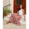 image:imageluvamia Long Skirts for Women Floral Flowy Boho Tiered Ruffle A Line Summer Chiffon Elastic Waist Maxi Skirt with PocketPink Blossom
