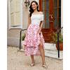 image:imageluvamia Long Skirts for Women Floral Flowy Boho Tiered Ruffle A Line Summer Chiffon Elastic Waist Maxi Skirt with PocketPink Floral