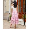 image:imageluvamia Long Skirts for Women Floral Flowy Boho Tiered Ruffle A Line Summer Chiffon Elastic Waist Maxi Skirt with PocketPink Floral