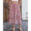 image:imageluvamia Long Skirts for Women Floral Flowy Boho Tiered Ruffle A Line Summer Chiffon Elastic Waist Maxi Skirt with PocketRed Blossom