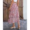image:imageluvamia Long Skirts for Women Floral Flowy Boho Tiered Ruffle A Line Summer Chiffon Elastic Waist Maxi Skirt with PocketRed Blossom
