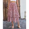 image:imageluvamia Long Skirts for Women Floral Flowy Boho Tiered Ruffle A Line Summer Chiffon Elastic Waist Maxi Skirt with PocketRed Blossom