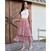 image:imageluvamia Long Skirts for Women Floral Flowy Boho Tiered Ruffle A Line Summer Chiffon Elastic Waist Maxi Skirt with PocketRed Blossom