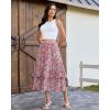 image:imageluvamia Long Skirts for Women Floral Flowy Boho Tiered Ruffle A Line Summer Chiffon Elastic Waist Maxi Skirt with PocketRed Blossom