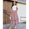 image:imageluvamia Long Skirts for Women Floral Flowy Boho Tiered Ruffle A Line Summer Chiffon Elastic Waist Maxi Skirt with PocketRed Blossom