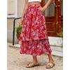 image:imageluvamia Long Skirts for Women Floral Flowy Boho Tiered Ruffle A Line Summer Chiffon Elastic Waist Maxi Skirt with PocketRed Floral