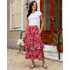 image:imageluvamia Long Skirts for Women Floral Flowy Boho Tiered Ruffle A Line Summer Chiffon Elastic Waist Maxi Skirt with PocketRed Floral