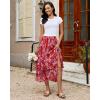 image:imageluvamia Long Skirts for Women Floral Flowy Boho Tiered Ruffle A Line Summer Chiffon Elastic Waist Maxi Skirt with PocketRed Floral