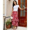 image:imageluvamia Long Skirts for Women Floral Flowy Boho Tiered Ruffle A Line Summer Chiffon Elastic Waist Maxi Skirt with PocketRed Floral