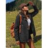image:imageluvamia Rain Jacket Women Waterproof Lightweight Drawstring Zip Rain Coats Hiking Outdoor Travel Windbreaker with HoodBlack