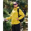 image:imageluvamia Rain Jacket Women Waterproof Lightweight Drawstring Zip Rain Coats Hiking Outdoor Travel Windbreaker with HoodGold Yellow