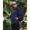 image:imageluvamia Rain Jacket Women Waterproof Lightweight Drawstring Zip Rain Coats Hiking Outdoor Travel Windbreaker with HoodNavy Blue