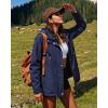 image:imageluvamia Rain Jacket Women Waterproof Lightweight Drawstring Zip Rain Coats Hiking Outdoor Travel Windbreaker with HoodNavy Blue