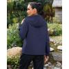 image:imageluvamia Rain Jacket Women Waterproof Lightweight Drawstring Zip Rain Coats Hiking Outdoor Travel Windbreaker with HoodNavy Blue