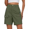 image:imageluvamia Hiking Shorts for Women Cargo Lightweight Water Resistant Elastic Waist Golf Casual Summer 7 Inch Inseam ShortsArmy Green