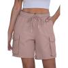 image:imageluvamia Hiking Shorts for Women High Waisted Pull On Cargo Casual Golf Water Resistant 7 Inch Inseam Mid Thigh ShortsAdobe Rose
