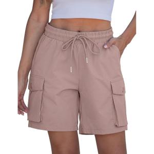image:imageluvamia Hiking Shorts for Women High Waisted Pull On Cargo Casual Golf Water Resistant 7 Inch Inseam Mid Thigh ShortsAdobe Rose