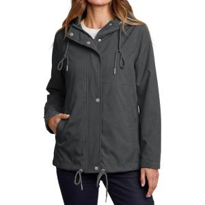 image:imageluvamia Rain Jacket Women Waterproof Lightweight Drawstring Zip Rain Coats Hiking Outdoor Travel Windbreaker with HoodDark Gray