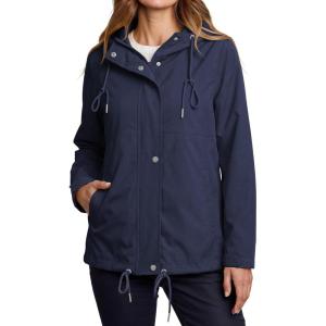 image:imageluvamia Rain Jacket Women Waterproof Lightweight Drawstring Zip Rain Coats Hiking Outdoor Travel Windbreaker with HoodNavy Blue
