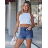 image:imageluvamia Jean Shorts for Women High Waisted Trendy Cuffed Hem Casual Summer Stretchy Comfortable 2026 Denim Mom ShortsClassic Blue