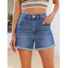 image:imageluvamia Jean Shorts for Women High Waisted Trendy Cuffed Hem Casual Summer Stretchy Comfortable 2026 Denim Mom ShortsClassic Blue