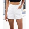 image:imageluvamia Jean Shorts for Women High Waisted Trendy Cuffed Hem Casual Summer Stretchy Comfortable 2026 Denim Mom ShortsCream White