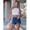 image:imageluvamia Jean Shorts for Women High Waisted Trendy Cuffed Hem Casual Summer Stretchy Comfortable 2026 Denim Mom ShortsDarkness Blue
